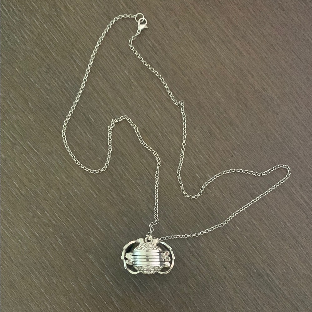 Modern Silver Metallic Minimalist Folding Locket Necklace